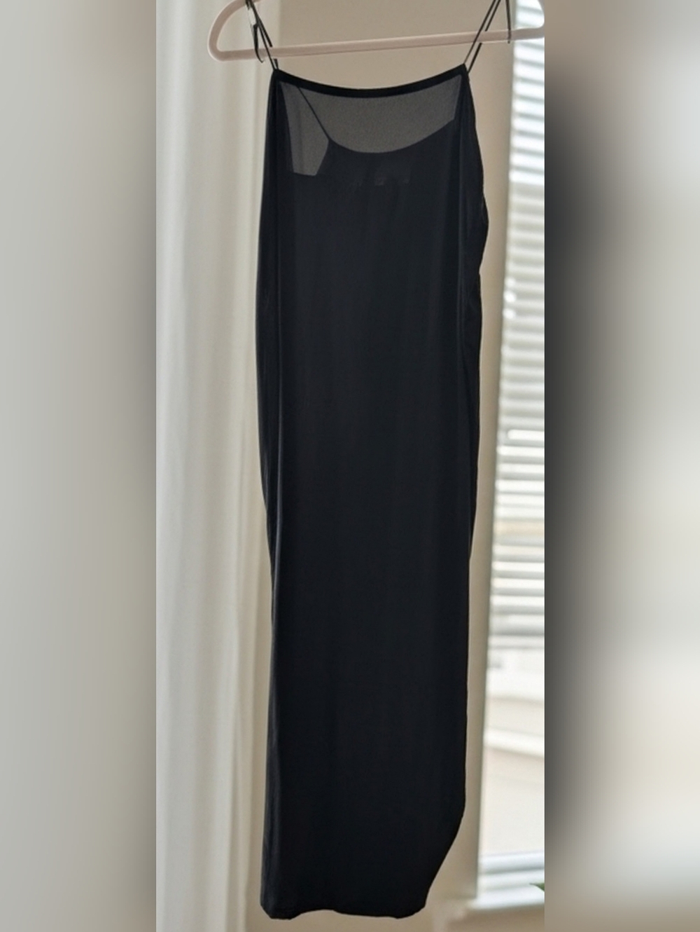 acacia swimwear Silky Black Cupro Maxi Slipdress L